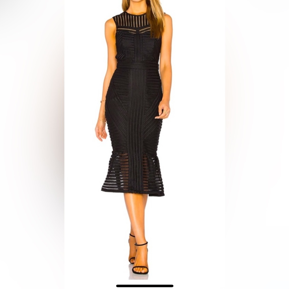 Beautiful black Bardot dress with see through top